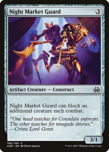 Night Market Guard - Night Market Guard can block an additional creature each combat.