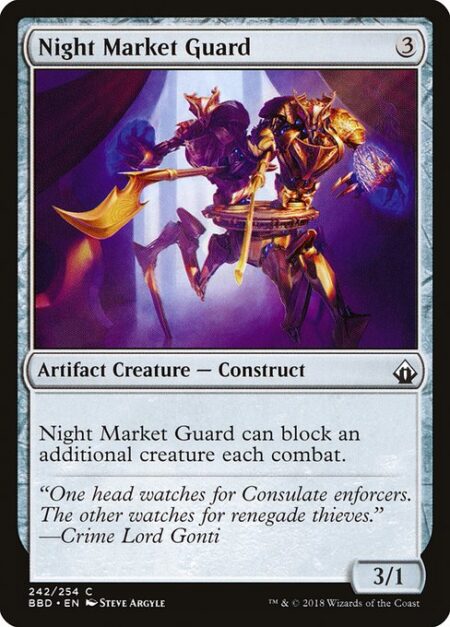 Night Market Guard - Night Market Guard can block an additional creature each combat.