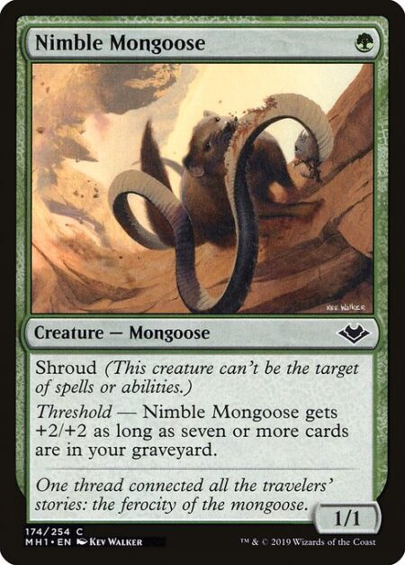 Nimble Mongoose - Shroud (This creature can't be the target of spells or abilities.)