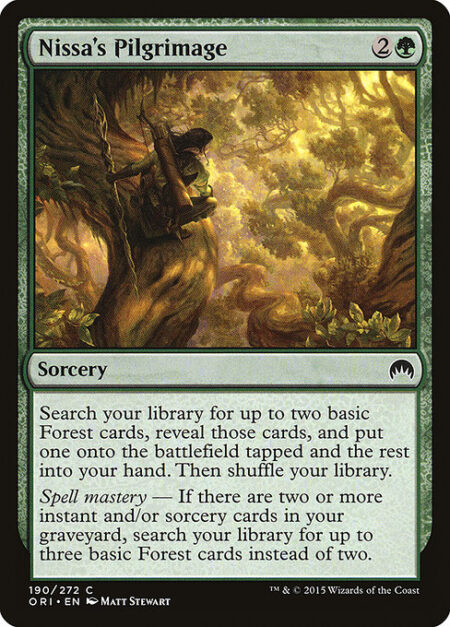 Nissa's Pilgrimage - Search your library for up to two basic Forest cards