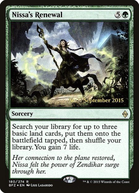 Nissa's Renewal - Search your library for up to three basic land cards