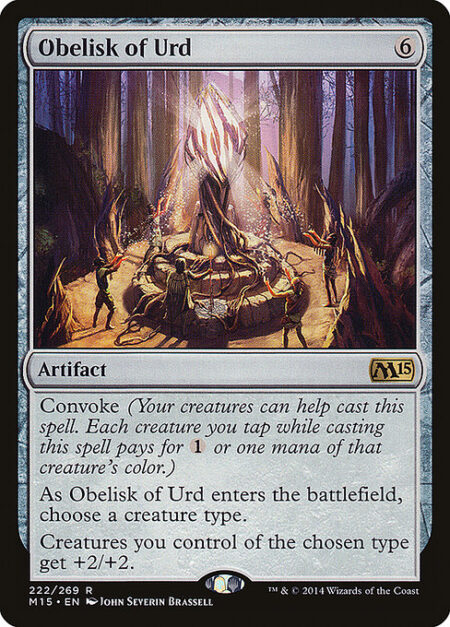 Obelisk of Urd - Convoke (Your creatures can help cast this spell. Each creature you tap while casting this spell pays for {1} or one mana of that creature's color.)