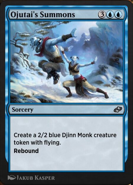 Ojutai's Summons - Create a 2/2 blue Djinn Monk creature token with flying.