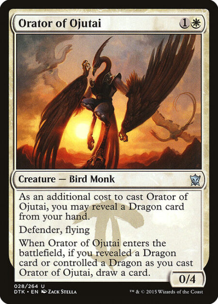 Orator of Ojutai - As an additional cost to cast this spell