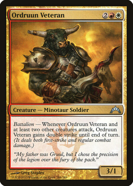 Ordruun Veteran - Battalion — Whenever Ordruun Veteran and at least two other creatures attack