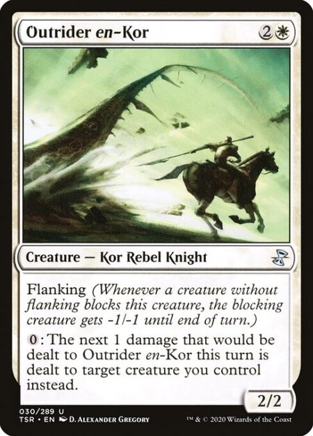 Outrider en-Kor - Flanking (Whenever a creature without flanking blocks this creature
