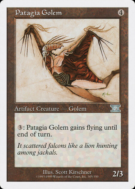 Patagia Golem - {3}: Patagia Golem gains flying until end of turn.