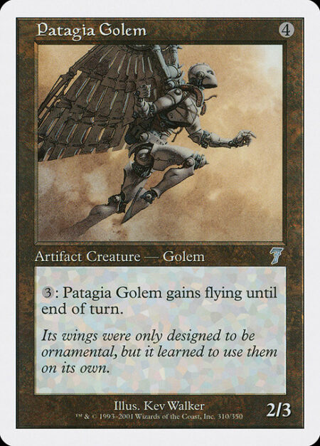 Patagia Golem - {3}: Patagia Golem gains flying until end of turn.