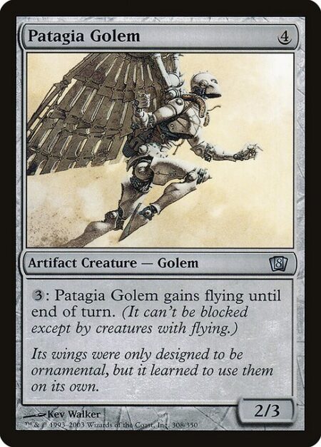 Patagia Golem - {3}: Patagia Golem gains flying until end of turn.