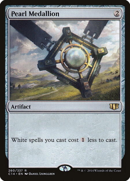 Pearl Medallion - White spells you cast cost {1} less to cast.