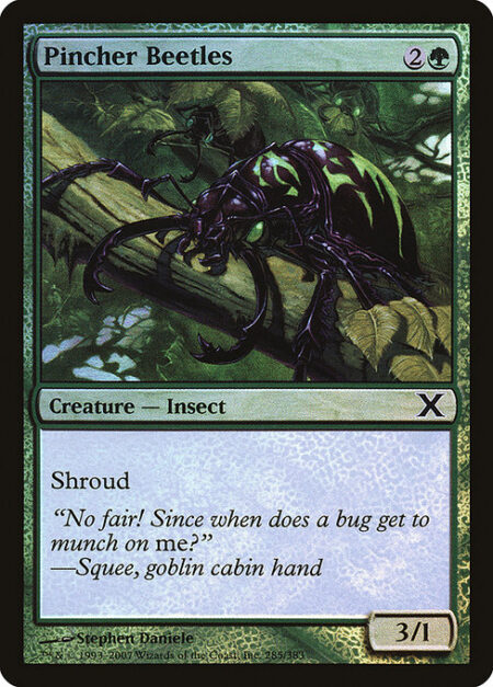 Pincher Beetles - Shroud (This creature can't be the target of spells or abilities.)