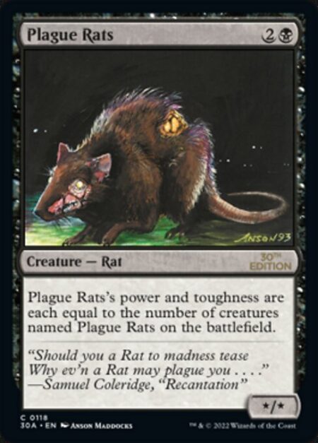 Plague Rats - Plague Rats's power and toughness are each equal to the number of creatures named Plague Rats on the battlefield.