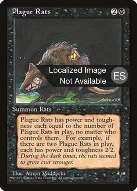 Plague Rats - Plague Rats's power and toughness are each equal to the number of creatures named Plague Rats on the battlefield.