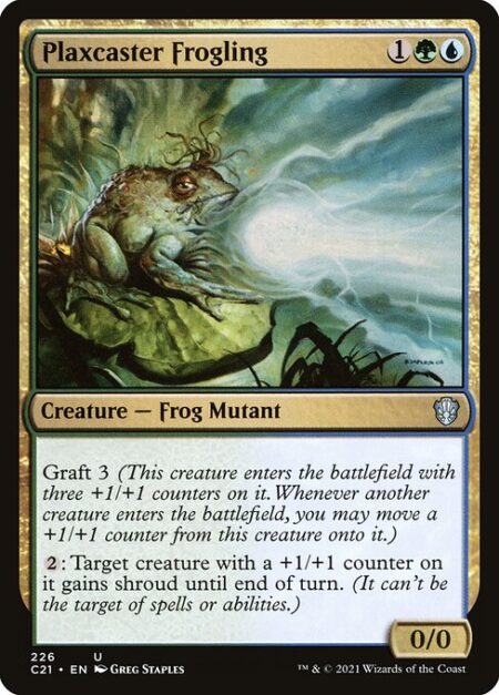 Plaxcaster Frogling - Graft 3 (This creature enters the battlefield with three +1/+1 counters on it. Whenever another creature enters the battlefield