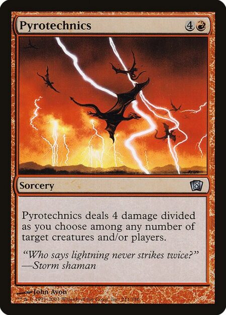 Pyrotechnics - Pyrotechnics deals 4 damage divided as you choose among any number of targets.