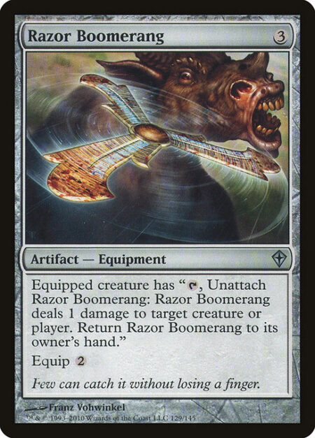 Razor Boomerang - Equipped creature has "{T}