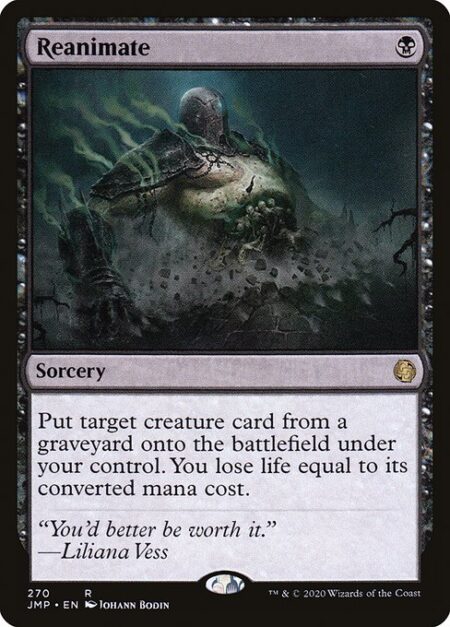 Reanimate - Put target creature card from a graveyard onto the battlefield under your control. You lose life equal to its mana value.