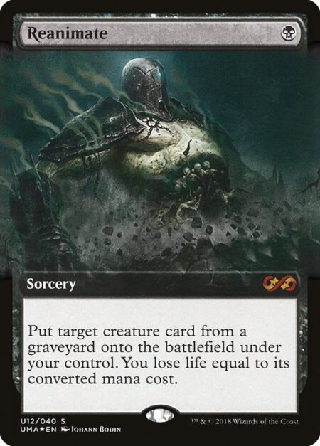 Reanimate - Put target creature card from a graveyard onto the battlefield under your control. You lose life equal to its mana value.