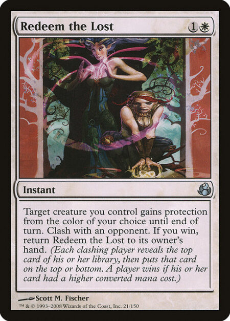 Redeem the Lost - Target creature you control gains protection from the color of your choice until end of turn. Clash with an opponent. If you win