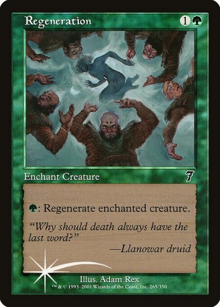 Regeneration - Enchant creature (Target a creature as you cast this. This card enters the battlefield attached to that creature.)