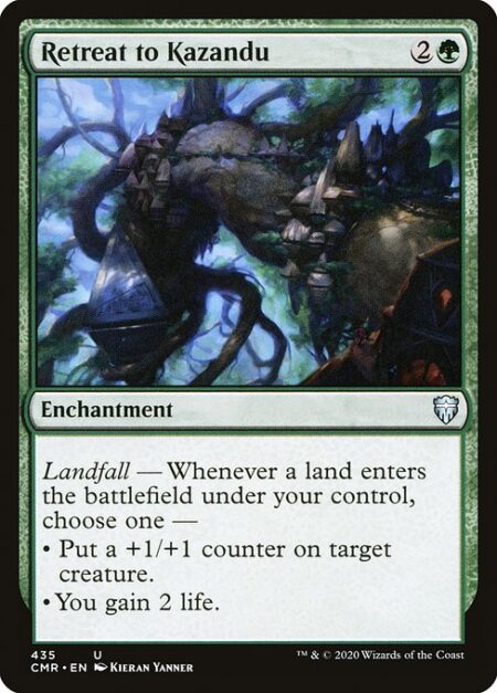 Retreat to Kazandu - Landfall — Whenever a land enters the battlefield under your control