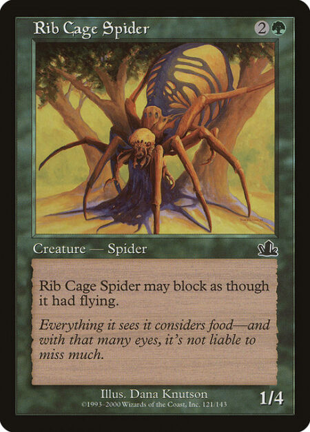 Rib Cage Spider - Reach (This creature can block creatures with flying.)