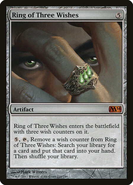 Ring of Three Wishes - Ring of Three Wishes enters with three wish counters on it.