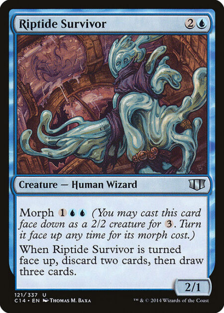 Riptide Survivor - Morph {1}{U}{U} (You may cast this card face down as a 2/2 creature for {3}. Turn it face up any time for its morph cost.)