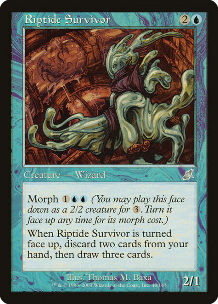 Riptide Survivor - Morph {1}{U}{U} (You may cast this card face down as a 2/2 creature for {3}. Turn it face up any time for its morph cost.)