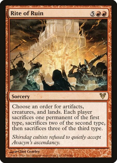 Rite of Ruin - Choose an order for artifacts