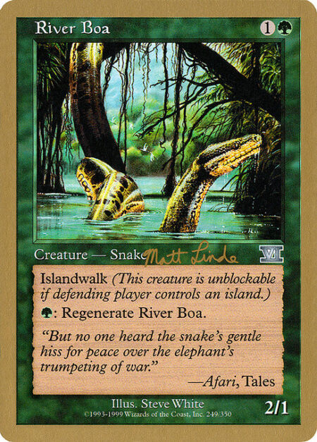 River Boa - Islandwalk (This creature can't be blocked as long as defending player controls an Island.)