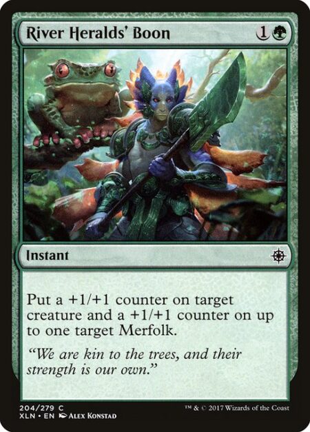 River Heralds' Boon - Put a +1/+1 counter on target creature and a +1/+1 counter on up to one target Merfolk.