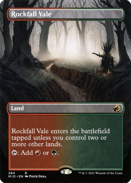 Rockfall Vale - Rockfall Vale enters tapped unless you control two or more other lands.