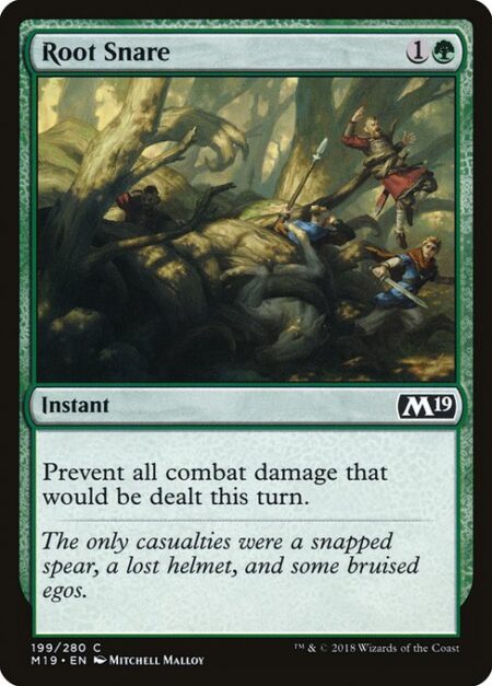 Root Snare - Prevent all combat damage that would be dealt this turn.