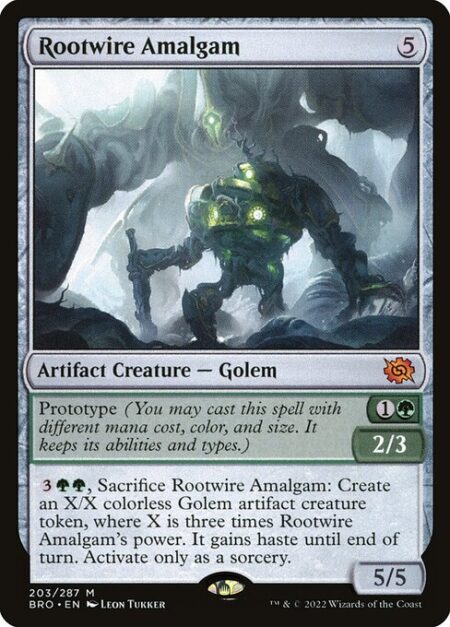 Rootwire Amalgam - Prototype {1}{G} — 2/3 (You may cast this spell with different mana cost