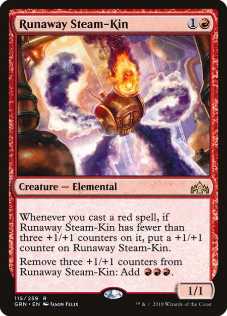 Runaway Steam-Kin - Whenever you cast a red spell