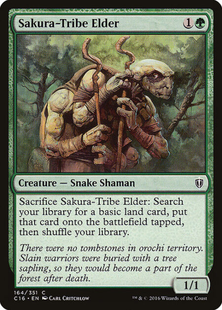 Sakura-Tribe Elder - Sacrifice Sakura-Tribe Elder: Search your library for a basic land card