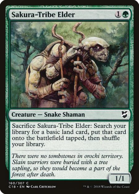 Sakura-Tribe Elder - Sacrifice Sakura-Tribe Elder: Search your library for a basic land card