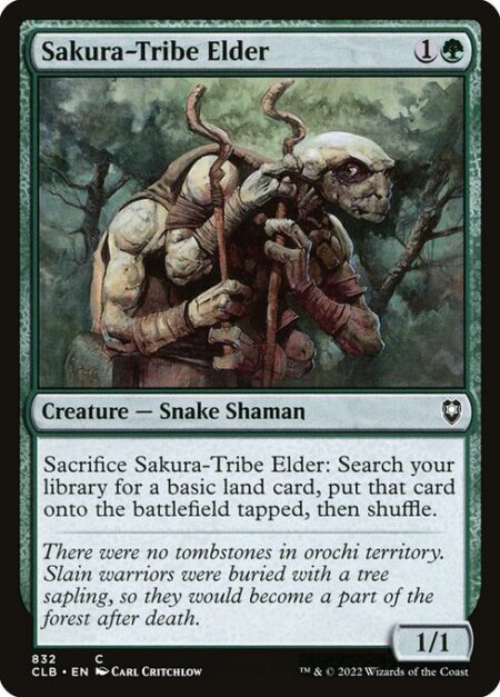 Sakura-Tribe Elder - Sacrifice Sakura-Tribe Elder: Search your library for a basic land card