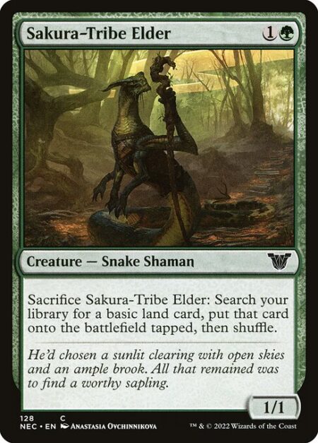 Sakura-Tribe Elder - Sacrifice Sakura-Tribe Elder: Search your library for a basic land card