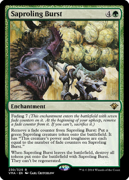 Saproling Burst - Fading 7 (This enchantment enters the battlefield with seven fade counters on it. At the beginning of your upkeep