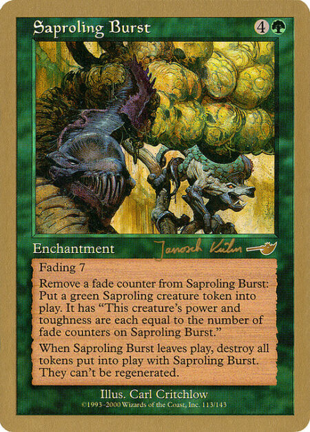 Saproling Burst - Fading 7 (This enchantment enters the battlefield with seven fade counters on it. At the beginning of your upkeep