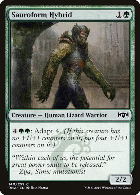 Sauroform Hybrid - {4}{G}{G}: Adapt 4. (If this creature has no +1/+1 counters on it