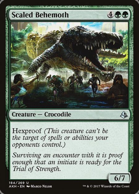 Scaled Behemoth - Hexproof (This creature can't be the target of spells or abilities your opponents control.)