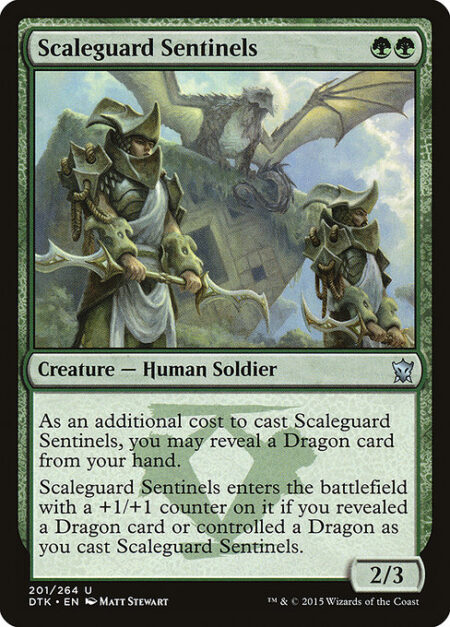 Scaleguard Sentinels - As an additional cost to cast this spell