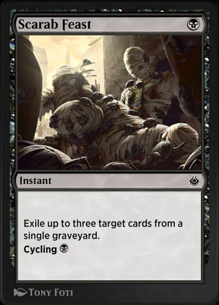 Scarab Feast - Exile up to three target cards from a single graveyard.