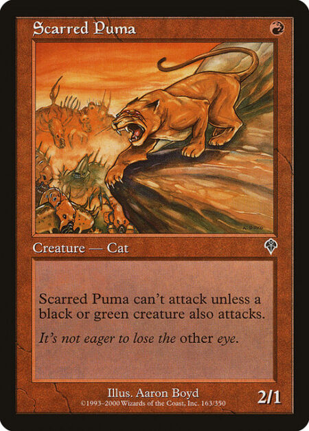 Scarred Puma - Scarred Puma can't attack unless a black or green creature also attacks.
