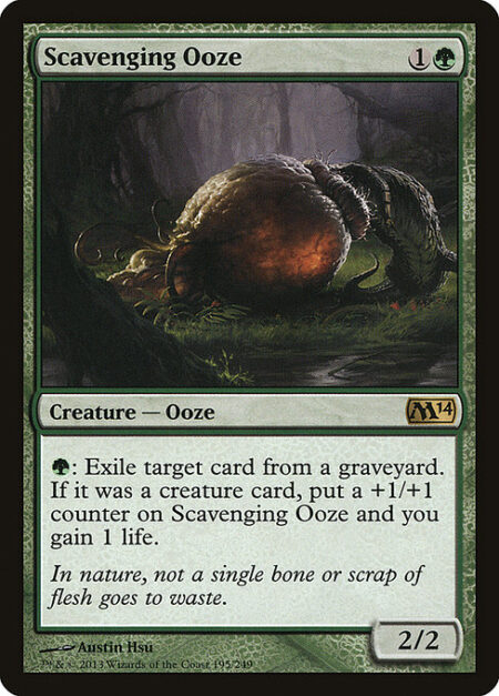 Scavenging Ooze - {G}: Exile target card from a graveyard. If it was a creature card