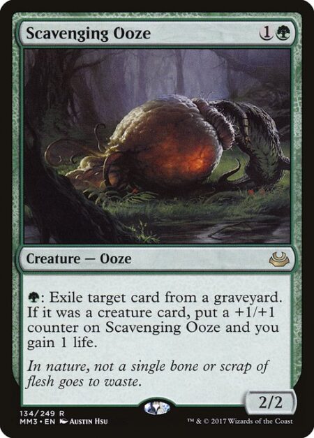 Scavenging Ooze - {G}: Exile target card from a graveyard. If it was a creature card