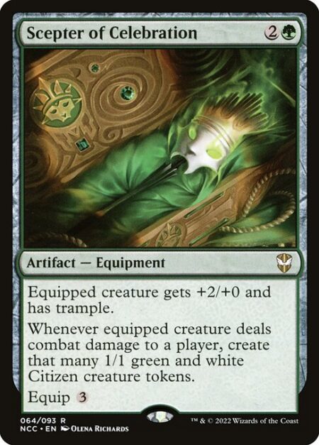 Scepter of Celebration - Equipped creature gets +2/+0 and has trample.